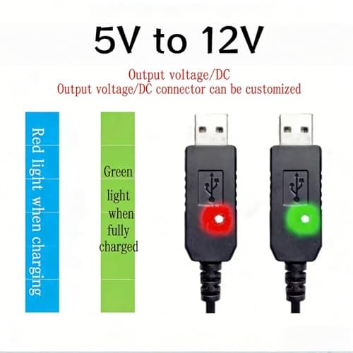 2PCS USB to DC Adapter,5V to 12V Boost Cable,USB Power Step-up Converter,Small 5V to 12V Boost Converter,Boost Cable,DC 5.5 * 2.1mm Base Plug,1m — view 2