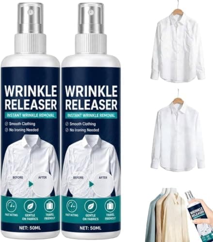 Instant Wrinkle Release, Wrinkle Release Spray Travel Size, Crease Release Spray, No Iron, Travel-Ready, Portable Fabric Refresher Release Spray For Clothes, Dresses, And Bedding, 50ml,2PC