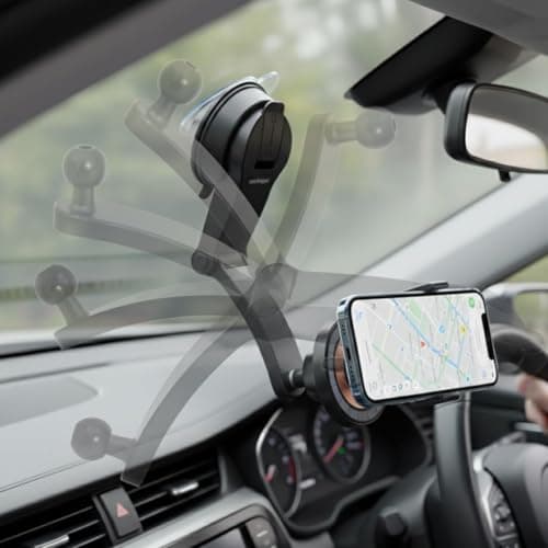 Ultra-Secure Magnetic Wireless Car Charger, Car Phone Holder Wireless Charge, 360 djustable Dashboard Magnetic Phone Charger, Foldable Suction Cup Mobile Mount Charging for 17/16 Pro Max & More — view 6