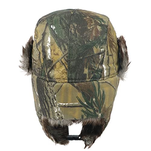 TINAYAUE Winter Trapper Hunting Hat with Ear Flaps Fallen Leaf Camo Cap Faux Fur Ushanka Russian Warm Hat Unisex Windproof Hunter's Hat Cold Weather Winter Hats for Hunting, Skiing, Hiking — view 5