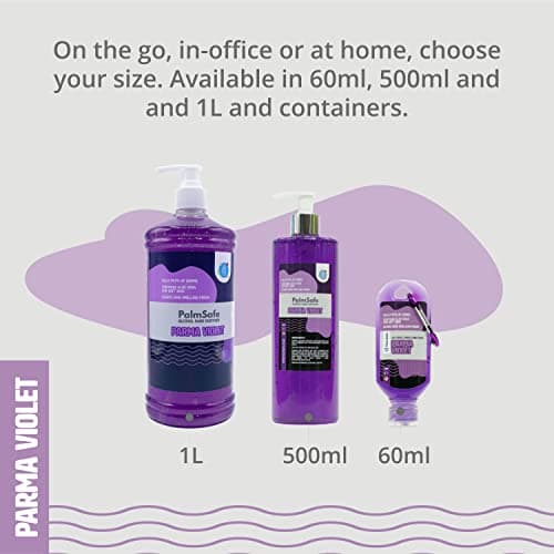 Palm Safe Parma Violet 60ml Anti Bacterial Premium Hand Sanitiser Travel Size Refillable Clip Bottle Quick Drying Non Sticky Extra Moisturising Kills 99.9% of Viruses and Bacteria — view 6
