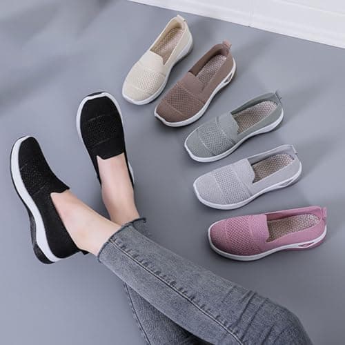 cfpqv Slip On Trainers Women's Orthopaedic Shoes Lightweight Mesh Sports Shoes Breathable Trainers Walking Shoes Gym Fitness Running Shoes Running Walking Road Running Shoes Bequme Slip-On Shoes Size — view 6
