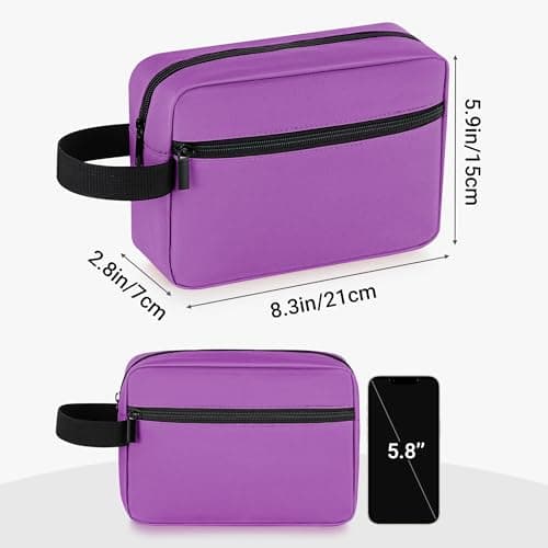 Elviros Travel Toiletry Bag for Women and Men, Lightweight Makeup Bag Hanging Dopp Kit with Shaving Compartment Cosmetic Organizer Small Tool Bag Travel Essentials Gift for Women, Grape Purple — view 5