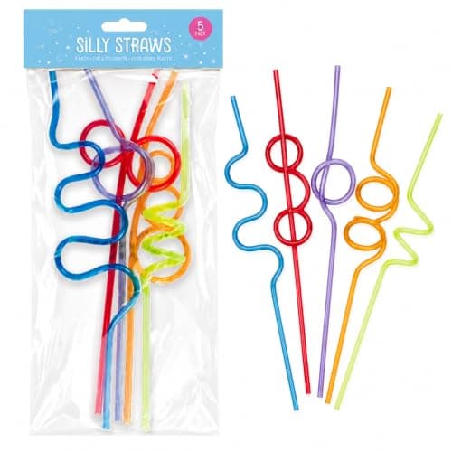 MAR Reusable Silly Straws 5 Pack – Curly Crazy Straws for Kids & Parties
