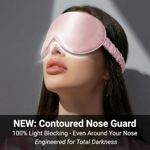 MATASSE 100% Mulberry Silk Sleep Mask 22 Momme Grade 6A 3D Contoured Eye Mask for Sleeping, 14mm Deep Eye Cups, Total Blackout Blindfold for Women Men, Adjustable Strap, Side Sleeper (Pink) — view 3