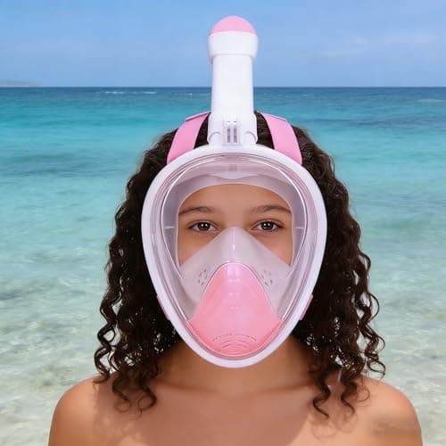 Snorkel Mask for Kids,Full Face Diving Mask Anti-Fog, Anti-Leak 180°view Design, Snorkeling Mask Set for Kids Girls Boys- Sports Camera Compatible(Pink XS) — view 2