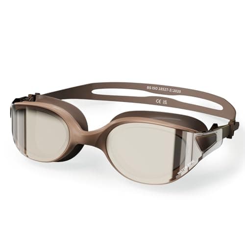 WATER TIME Adult Swimming Goggles with Wipe Anti-fog Leak-Proof, Brown