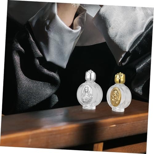 2Pcs Embossed Glass Holy Water Bottles, Leak-Proof Travel Containers — view 4