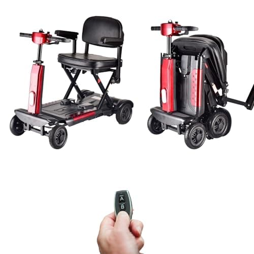 Automatic Folding Mobility Scooter – Ultra Lightweight 22kg, Removable Battery, Portable Boot Scooter, Travel Mobility Chair, 270W Brushless Motor, Remote Control & Electromagnetic Brakes