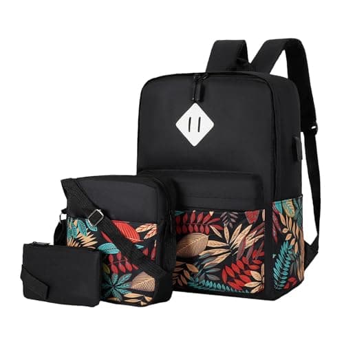 LOVIVER Laptop Backpack Hand Bag Gift Business Casual with USB Charging Port College School Computer Bag Crossbody Bag for Men Women, Black