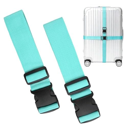Heavy Duty Luggage Straps for Suitcases Packing Belts Travel Accessories Adjustable Bag Strap 2 Pack (Teal)