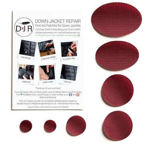 Self‑Adhesive Ripstop Nylon Repair Patch Kit – 30‑Second Fix for Tents, Jackets, Sleeping Bags, Backpacks & Beach Gear – Festival, Camping & Vanlife Essential – 7 Pre‑Cut Patches (Burgundy) — view 2