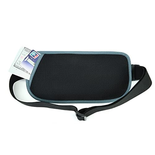 RFID Blocking Money Belt for Men Women, Slim Fanny Pack for Travel，Running,Conceal Waist Wallet for Passport Holder,Phone,Cash(Black Turquoise) — view 5
