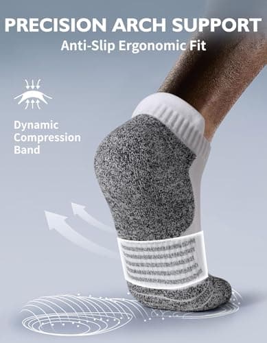 CLOSEMATE 6 Pairs Sport Trainer Ankle Socks for Men(6White,Size XL) — view 6