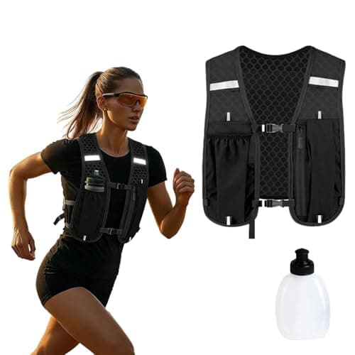 Unisex Running Vest with Kettle, Lightweight & Breathable Hydration Backpack with Phone Holder, Adjustable Reflective Running Backpacks for Women & Men Outdoor TrailRunning Hiking Cycling