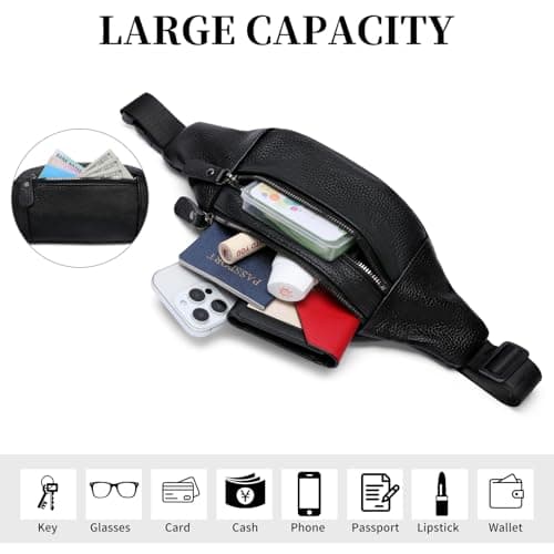GAEKEAO Bum Bag Fanny Pack for Women Men Genuine Leather Waist Bags for Running Sport Hiking Travel — view 2