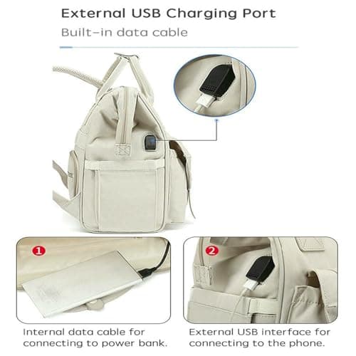 LUYYBDBG Diaper Bag Baby Nappy With 2pcs Stroller Hooks Mummy Backpack Waterproof Outdoor Travel Mommy Maternity For Stuff-light Grey — view 4