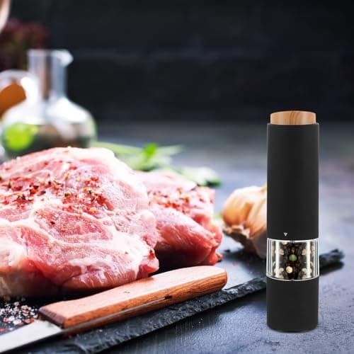Electric Pepper Salt Grinder with Window, Black — view 5