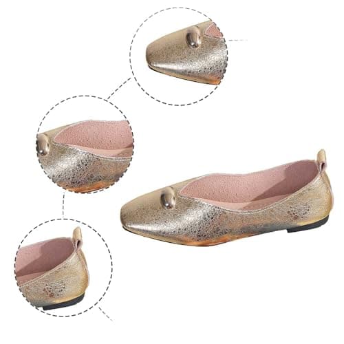 2026 Trainers, Women's Shoes, Slippers, Casual Shoes, Comfortable Flat Low Shoes with Low Heel, Breathable, Lightweight, Everyday Hiking Shoes for Women, gold, 8 UK — view 3