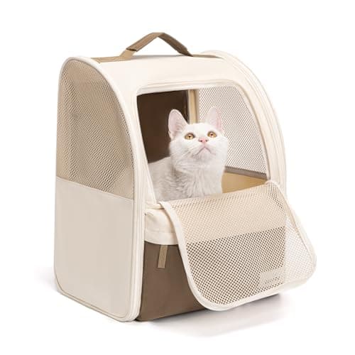 wakytu Cat Carrier Backpack,Pet Backpack Carrier for Small Cats Dogs,Beige