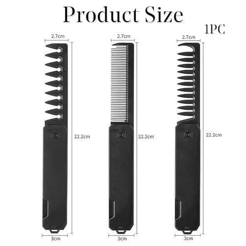 PureSphere 3-in-1 Folding Travel Comb for Men, Black Wide & Fine Teeth — view 2