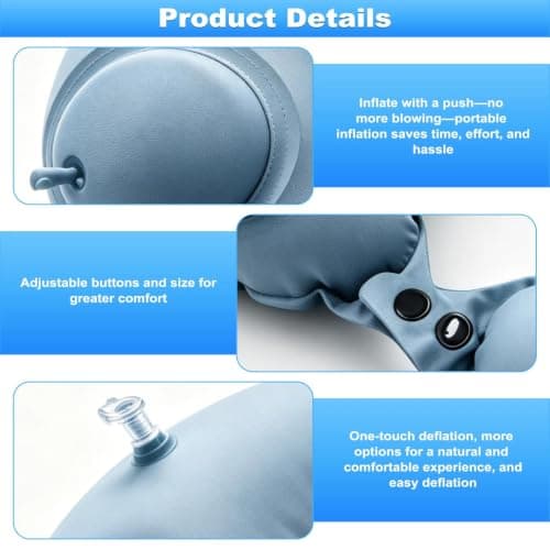Heryson Press Inflate U‑Shaped Travel Neck Pillow, Portable Flight Cushion — view 2