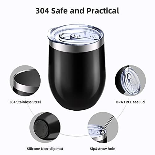 Reusable Coffee Cup, Insulated Travel Mug Vacuum Stainless Steel with Spill Proof Lid, Great for Hot & Cold Drinks - Coffee, Tea, Milk and Wine,12oz/340ml — view 3