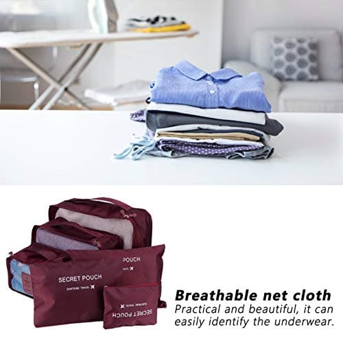 6 Set Compression Packing Cubes for Travel, Luggage Organizer Bags, Packing Cubes Luggage PackingOrganizers for Travel Accessories (Maroon) — view 2