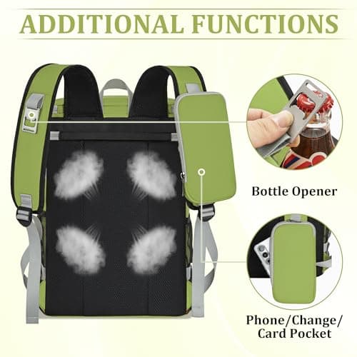Insulated Backpack Bag 30L for Camping, Picnic, BBQ, Beach, Hiking, Green — view 5