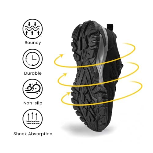 CC-Los Women's Waterproof Outdoor Walking Shoes Non-Slip Lightweight Hiking Black Size 4.5 — view 6