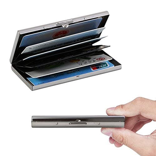 Vicloon Metal Card Holder Wallet,Ultra Thin Stainless Steel Metal Wallets RFID Blocking Credit Card Wallet Holder for Men & Women,Best Card Protector (Silver) — view 3