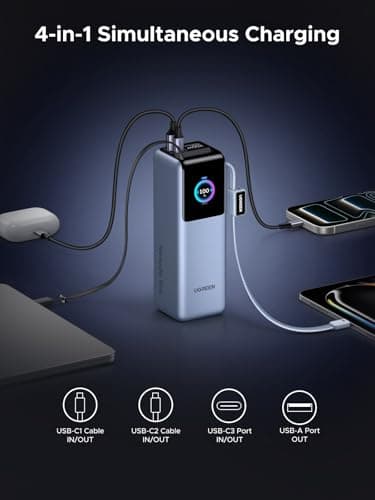 UGREEN Nexode 200W 25000mAh Power Bank Smart Display and Retractable Cable — view 3