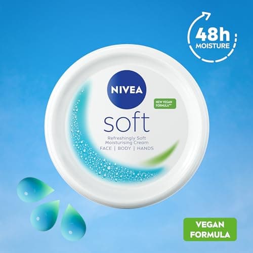 NIVEA Soft Moisturising Cream (200ml), 48H Face Moisturiser, Body and Hands with Vitamin E and Jojoba Oil, Hand Moisturiser, Vegan Formula Day Cream — view 4