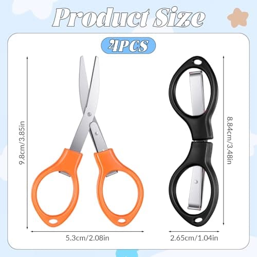 4Pcs Portable Mini Travel Scissors, Folding Scissors, Small Stainless Steel Foldable Scissor, Foldable Pocket Scissor for Home, Paper Cutting, School, Campin and Office — view 2