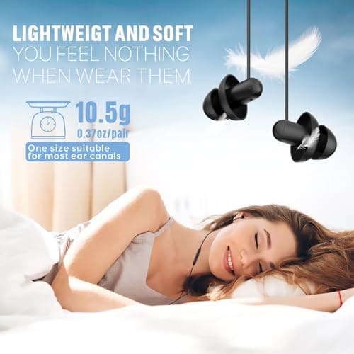 Hearprotek Sleep Earbuds, Soft Lightweight Earbuds Wired with Mic and Volume Control, Noise Reduction Sleep Headphones 3.5mm Tangle Free for Side Sleepers, Snoring, Travel, Meditation, Relaxation — view 3
