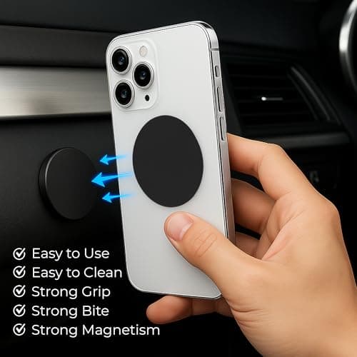 sphires 4 Pack Metal Plate for Magnetic Phone Car Mount 4 X Round Metal Plate for Car Magnetic Phone Holder — view 2