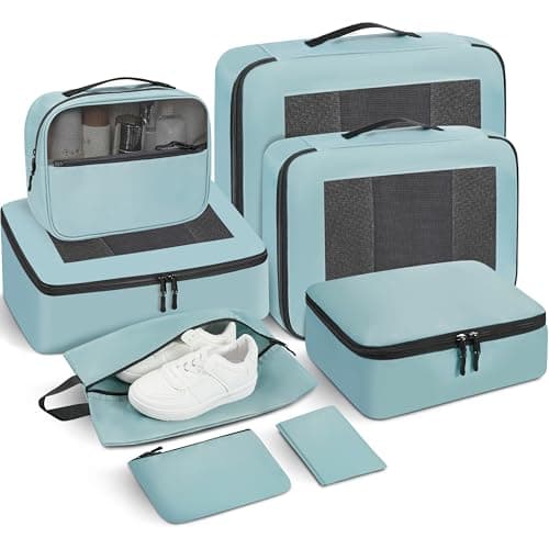 Prezon Packing Cubes for Suitcase 8 Set, Lightweight Luggage Packing Organizers Packing Cubes for Travel Accessories - Teal