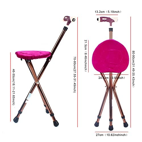 Walking Stick with Seat,Seat Sticks Folding Portable Walking Stick Seat Adjustable Aluminium Cane Chair Stool Senior Chair,for The Elderly, Pregnant Women, Rehabilitation Patients — view 2