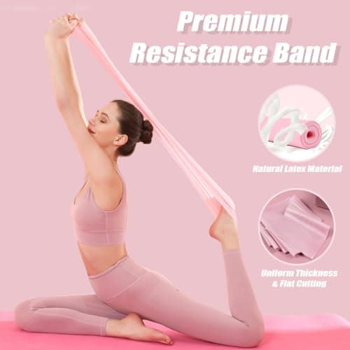 3Pcs Resistance Bands Set - Fitness Exercise Bands, Elastic Bands, Pilates Bands with 3 Resistance Levels, Long Stretch Bands for Yoga, Pilates, Stretching, Strength Training (Pink, Purple, Blue) — view 3