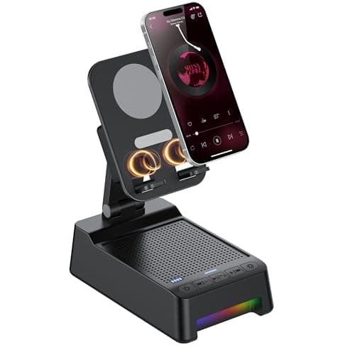 Gifts for Men Women, 5 in 1 Phone Stand with Inductive Bluetooth Speaker