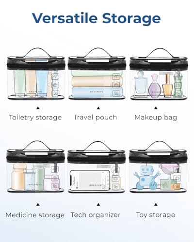 BAGSMART 3pcs Clear Toiletry Bag TSA Travel Essential for Makeup Liquids — view 6