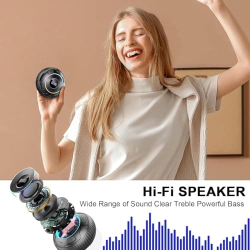 Hupoaf Shower Speaker Bluetooth 5.3, 2025 IP7 Waterproof Speaker, Portable Speaker with Deep Bass, 6D HIFI Stereo, Outdoor Speaker Weatherproof, 10H Playtime, RGB, for Bathroom, Travel, Sky blue — view 4