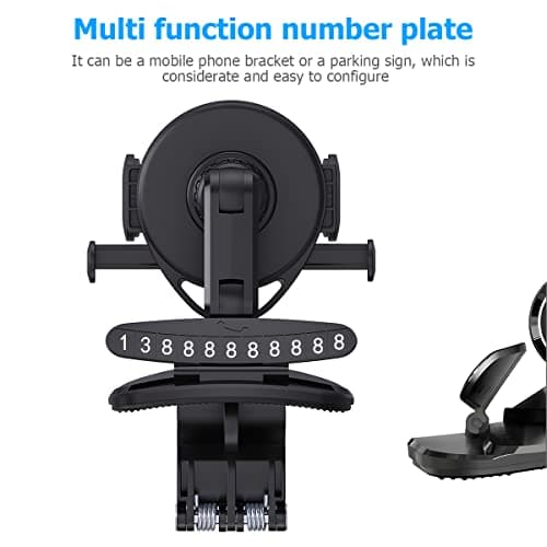 CGEAMDY Car Phone Holder Mount, Phone Mount for Car Dashboard, Cell Phone Stand with Parking Number Plate, 360 Degree Rotation One Hand Operation, Compatible with All 7.6 to 17.7 CM Smartphones — view 4