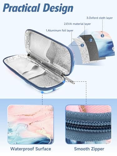 YOUSHARES Insulin Pen Case with 2PCS Ice Packs - Medicine Cooler for Travel Insulin Cooler Travel Case Diabetic Supplies Medicine Cool Bag (Quicksand Pink) — view 5