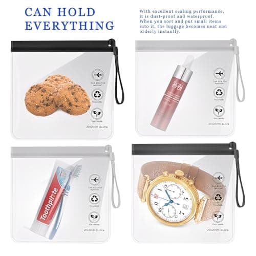 4pcs Clear Travel Toiletry Bag,20 x 20cm Travel Bag Comes with a Hand Strap Travel Accessories Makeup Bags Holiday Essentials Luggage for Men Women.(Black) — view 4
