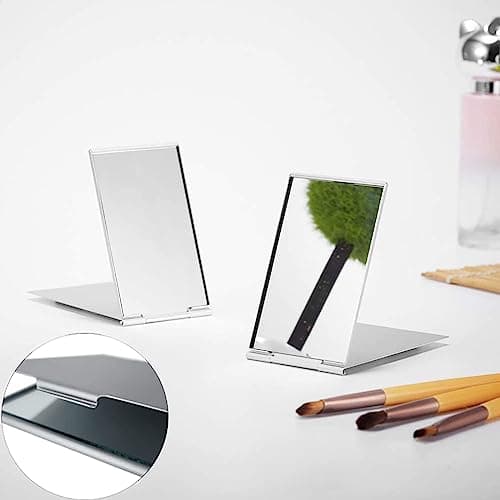 JEOPKO Ultra-Slim Portable Folding Mirror Small ,Compact Mirror,Aluminum Shell, Easy to Carry Travel Makeup Mirror, Desktop Vanity Pocket (8.4*5.6cm, Aluminum Shell) (PXWUKBDZDJ) — view 6