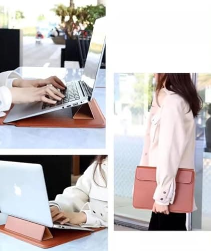 KCA_S3 Brown Premium Laptop Sleeve 14-15.6 Inch ONLY MacBook Pro Air 15 Dell XPS HP Envy Lenovo ThinkPad Surface Waterproof PU Leather Stand Mouse Pad Business, Not for 11-13” — view 6