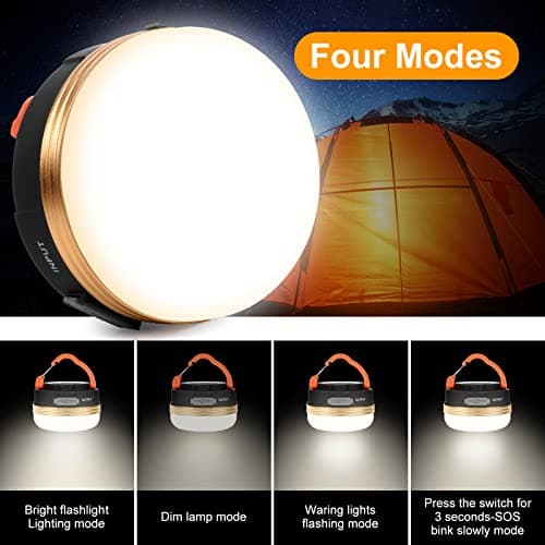 flintronic 2PCS Camping Lantern, Camping Light USB Rechargeable Glare LED Tent Light with Magnetic Base, Waterproof Portable Outdoor Tent Light, 3 Modes with SOS for Hiking Fishing Emergency Home — view 3