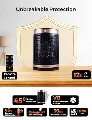 EcoNour 11" Space Heater for Home Low Energy Silent, 1500W WiFi Smart Electric Heater, Portable PTC Ceramic Heater with App & Voice Control, Thermostat, 12H Timer, 4 Modes, Bedroom Office Conservatory — view 6