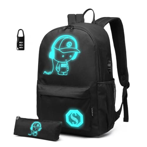 Kono School Bag with Pencil Case, Glow in the Dark Backpack for Boys Girls